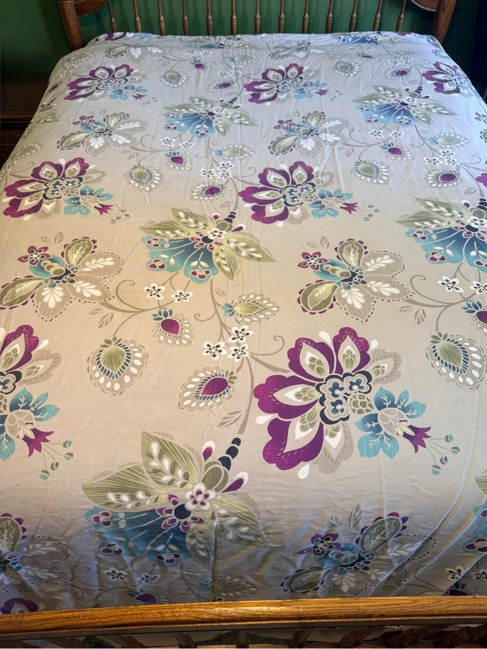 Cynthia Rowley Purple and Teal Floral Duvet Oversized Queen Cover